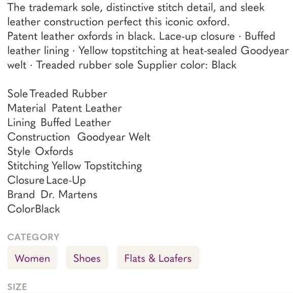 Dr. Martens 1461 Oxford Black Patent Leather With Yellow Stitching Sz 41 / US 9 - Picture 3 of 8